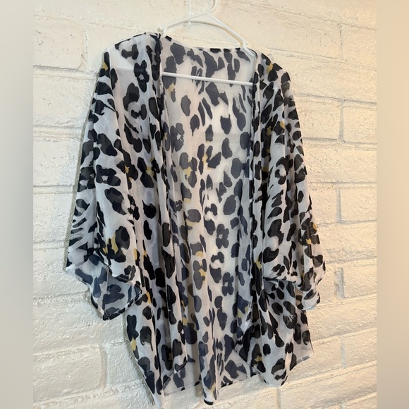 Tops - Sheer Leopard Print Kimono Cardigan-XL